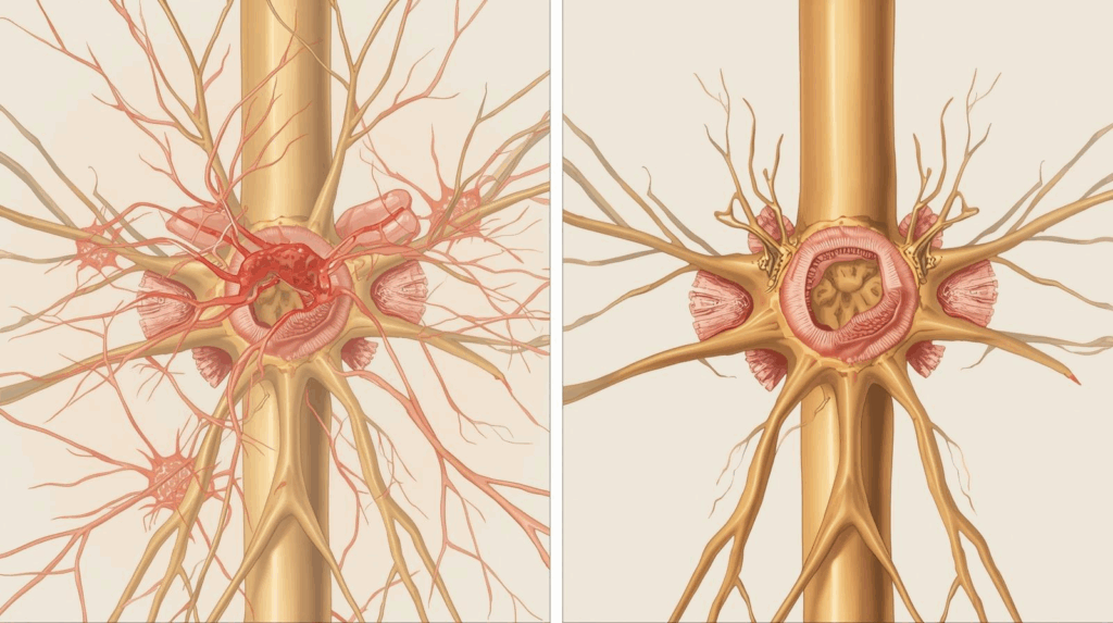 verschil tussen polyneuropathie en zenuwbeknelling