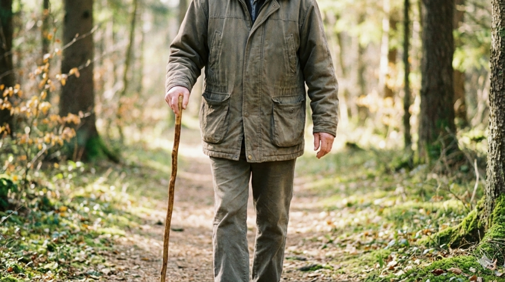 Persoon die rustig wandelt in de natuur tijdens een moment van bezinning