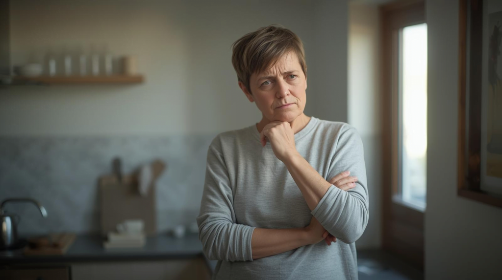 vrouw denkt na door polyneuropathie